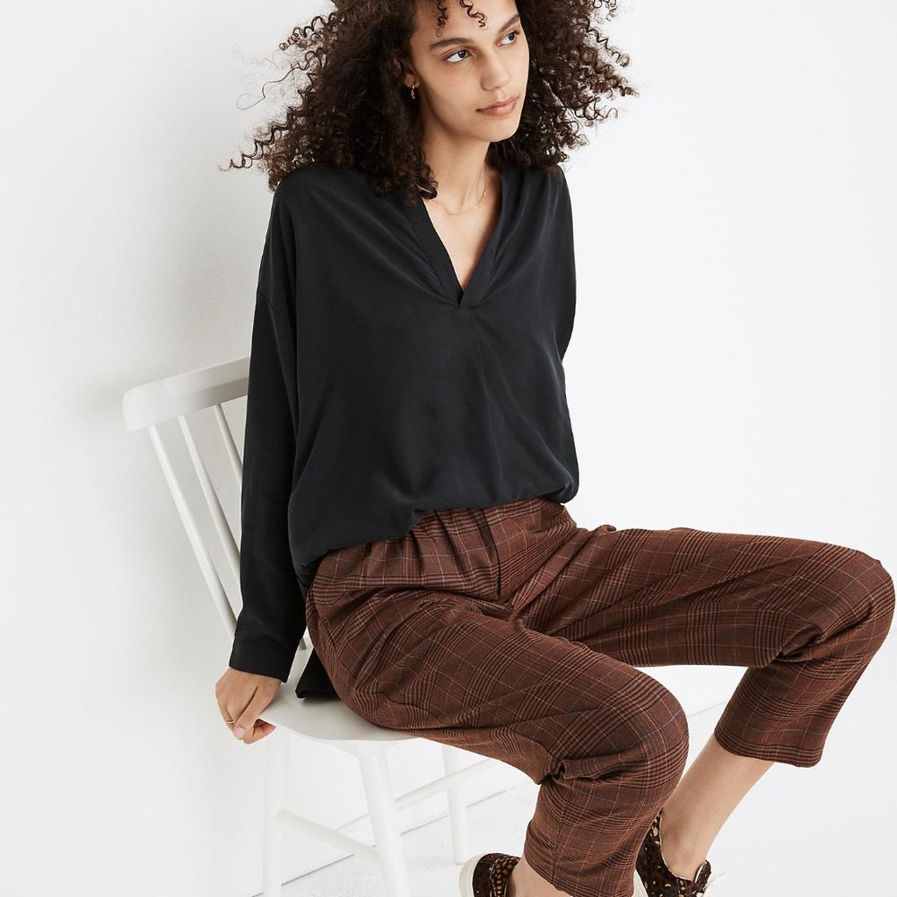 [NWT] Madewel Sandwashed Popover Top in Black